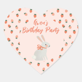 Bunny en aardbei hart sticker