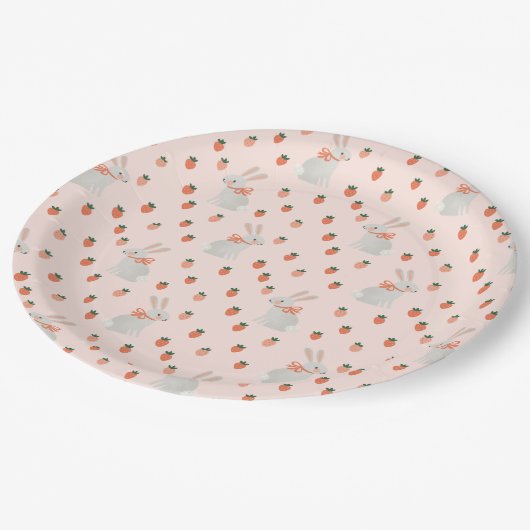 Bunny en aardbei papieren bordje (Gekanteld)