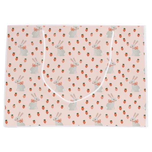Bunny en aardbei Verjaardagsfeest Groot Cadeauzakje (Voorkant)