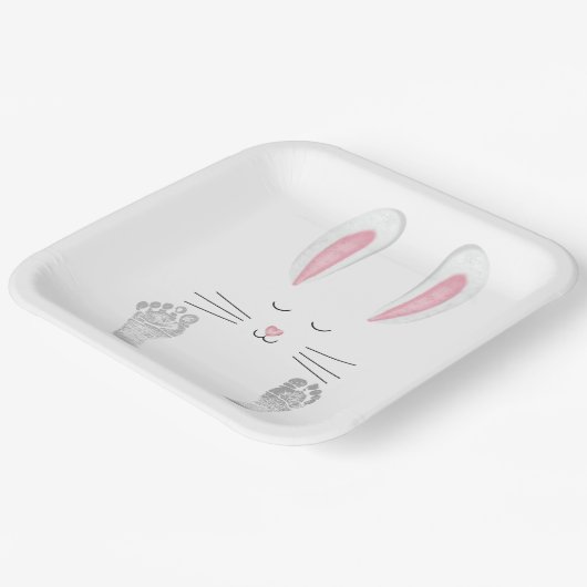 Bunny en Baby Voetafdrukken Papieren Bordje (Gebogen)