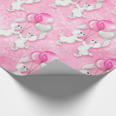 Bunny en ballonnen. Roze Cadeaupapier (Hoek)