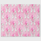 Bunny en ballonnen. Roze Cadeaupapier (Vlak)