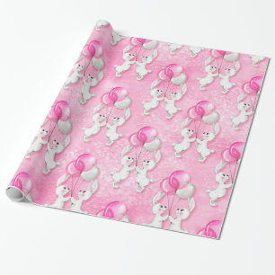 Bunny en ballonnen. Roze Cadeaupapier