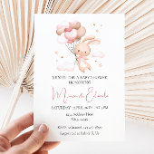 Bunny en Balloons Girl Baby shower Invitation Kaart