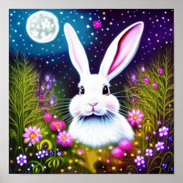 Bunny en bloemen poster