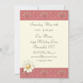 Bunny en bloemen verjaardagsuitnodiging voor meisj kaart (Achterkant)