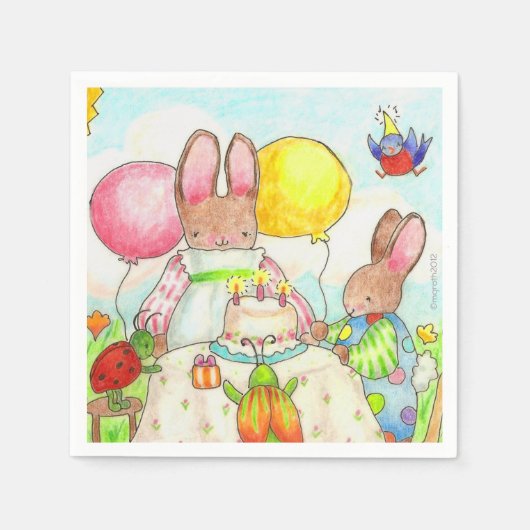 Bunny en Bug Birthday napkins Servetten (Voorkant)