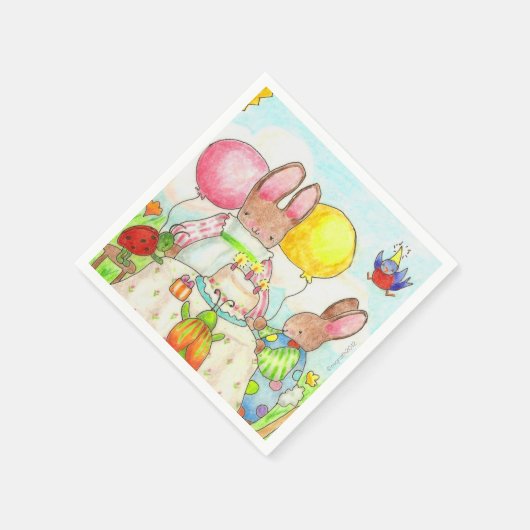 Bunny en Bug Birthday napkins Servetten (Hoek)