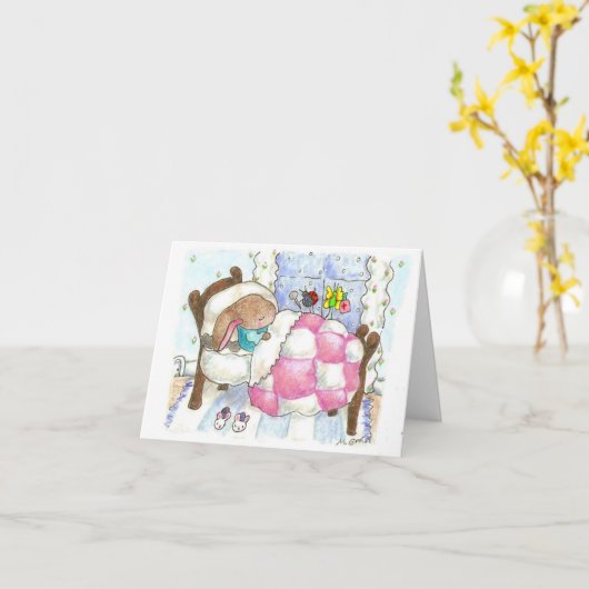 Bunny en Bugs krijgen goede Kaart (Gele Bloem)