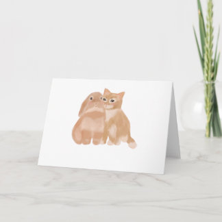 Bunny en Cat! wenskaart Kaart