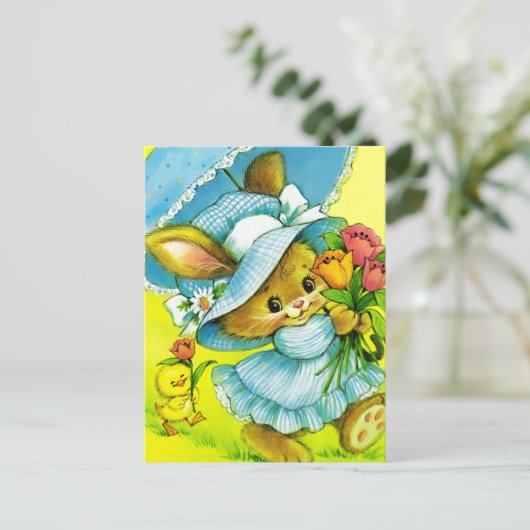 Bunny en Chick Easter Feestdagenkaart (Staand voorkant)