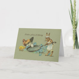Bunny en Chicken Easter Wenskaart Feestdagen Kaart