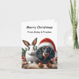 Bunny en Dachshund Kerstmis Kaart