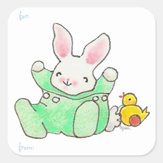 Bunny en Duck sticker label (Voorkant)
