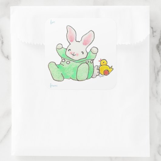 Bunny en Duck sticker label (Tas)