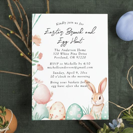 Bunny en ei Paasbrunch en eierjacht Kaart