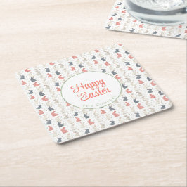 Bunny en eieren beige kartonnen onderzetters