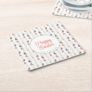 Bunny en eieren beige kartonnen onderzetters