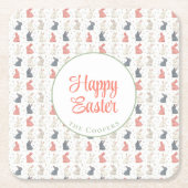 Bunny en eieren beige kartonnen onderzetters (Voorkant)