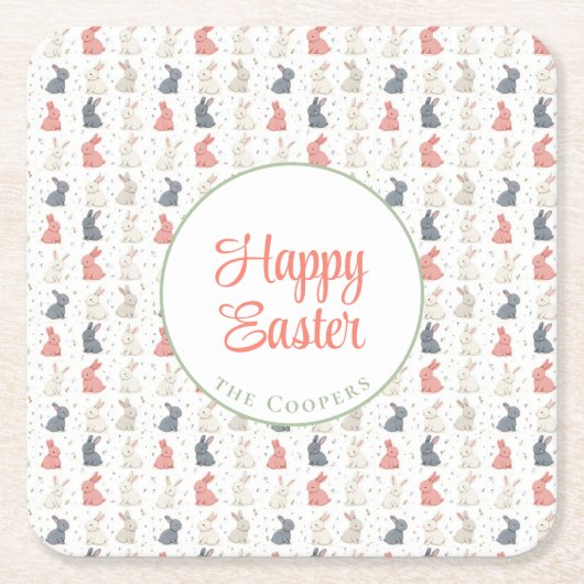 Bunny en eieren beige kartonnen onderzetters (Voorkant)