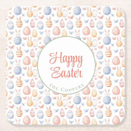 Bunny en eieren kartonnen onderzetters (Voorkant)