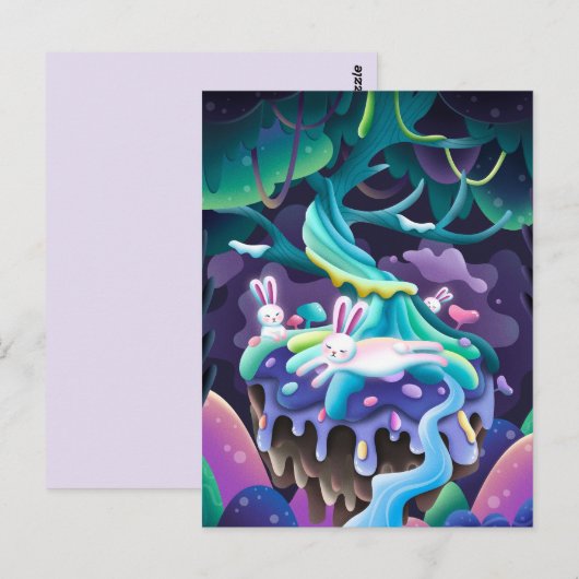 Bunny en Fairy Briefkaart (Voorkant / Achterkant)