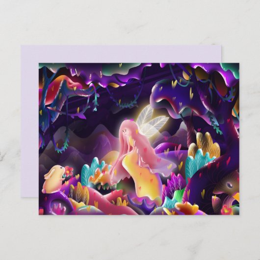 Bunny en Fairy Briefkaart (Voorkant / Achterkant)