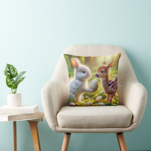Bunny en Fawn met paaseieren Kussen