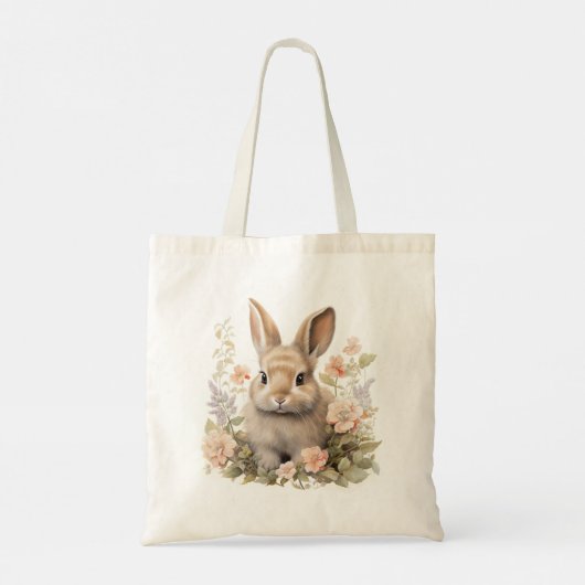 Bunny en Flowers Tote Bag (Achterkant)