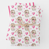 Bunny- en hartenpapierverzameling van 3 inpakpapier vel (In situ)