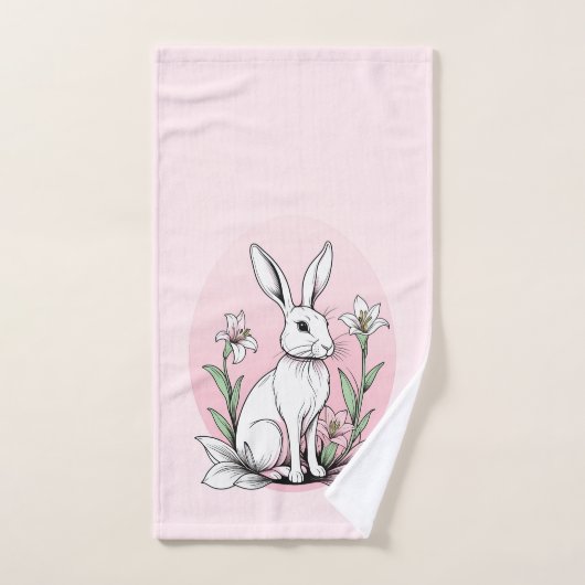 Bunny en lelies bad handdoek (Handdoek)