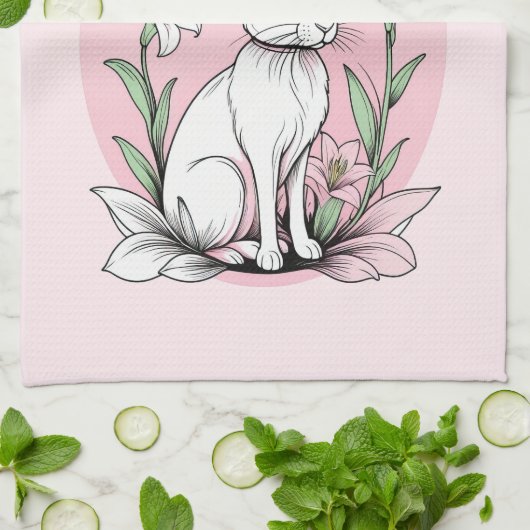 Bunny en lelies theedoek (Gevouwen)