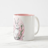 Bunny en lelies tweekleurige koffiemok (Voorkant rechts)
