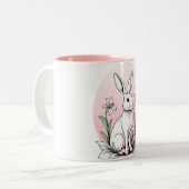 Bunny en lelies tweekleurige koffiemok (Voorkant links)