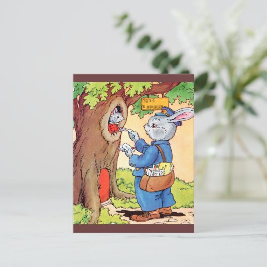 Bunny en Mailman Briefkaart (Staand voorkant)