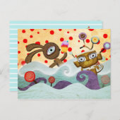 Bunny en Monkey Briefkaart (Voorkant / Achterkant)