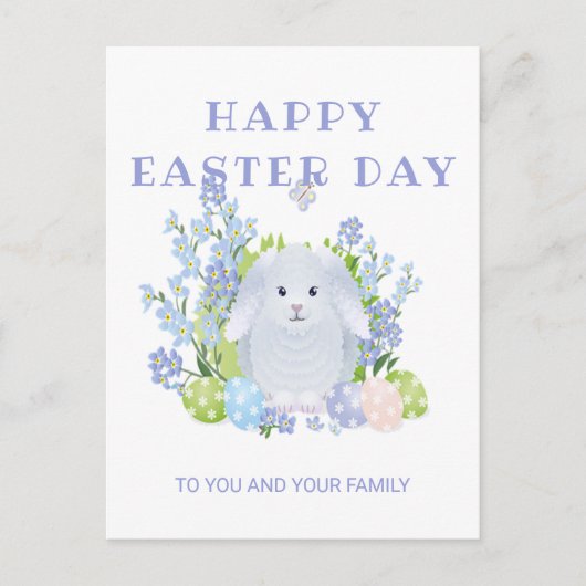 Bunny- en paaseieren feestdagenkaart (Voorkant)