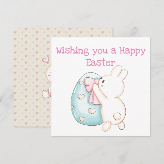 Bunny en paaseieren feestdagenkaart (Voorkant / Achterkant)
