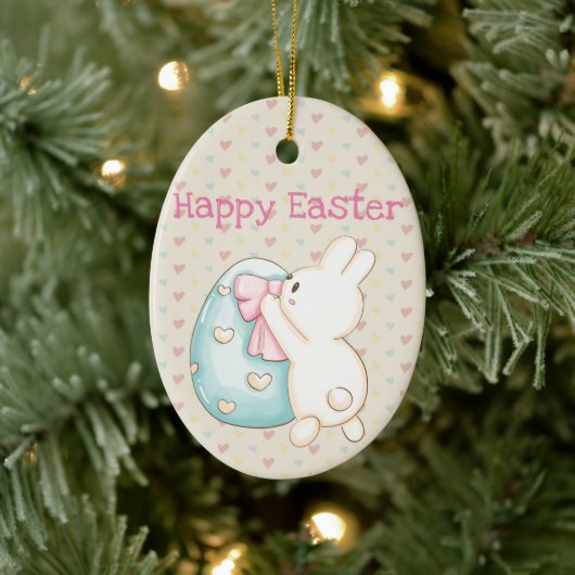 Bunny en paaseieren keramisch ornament (Boom)
