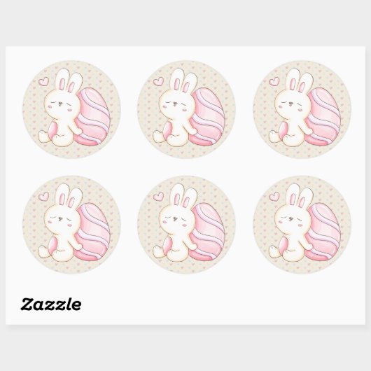 Bunny en paaseieren ronde sticker (Vel)