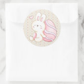 Bunny en paaseieren ronde sticker (Tas)