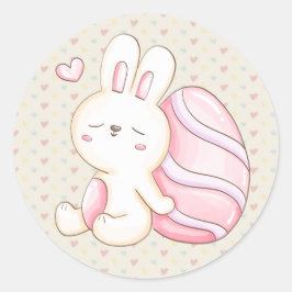 Bunny en paaseieren ronde sticker