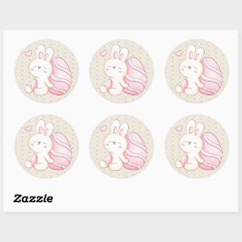 Bunny en paaseieren ronde sticker