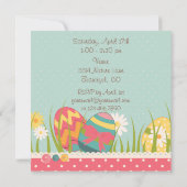 Bunny en Paaseieren Verjaardag Uitnodiging ~ Meisj (Achterkant)