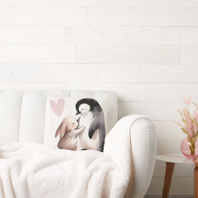 Bunny en Penguin vriendschap Kussen (Bank)