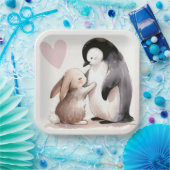 Bunny en Penguin vriendschap Papieren Bordje (Feest)