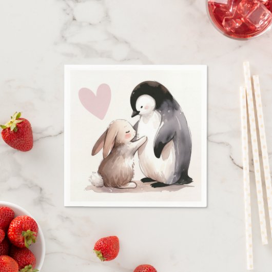 Bunny en Penguin vriendschap Servet (Insitu)