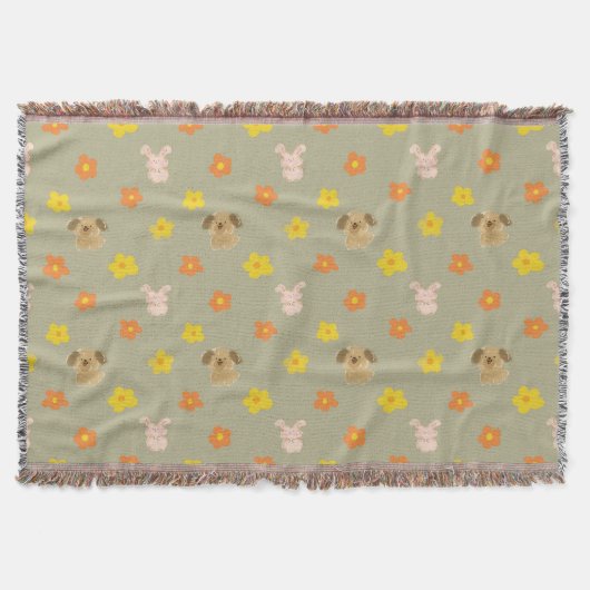 Bunny- en puppypatroon deken (Voorkant)