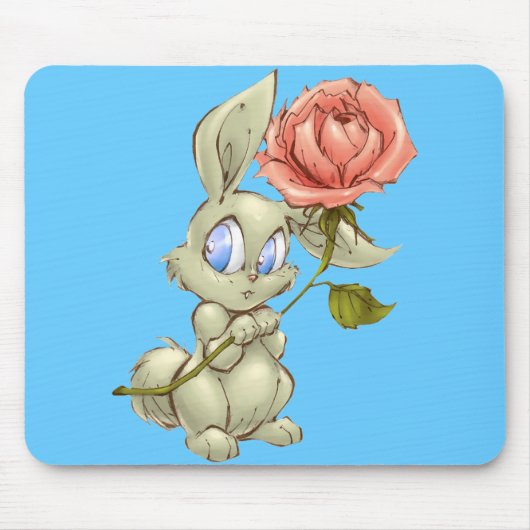 Bunny en Roos Mousepad Muismat (Voorkant)