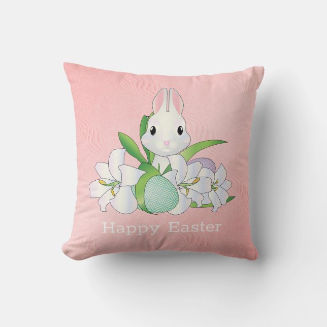Bunny en roze textuur achtergrond kussen (Voorkant)